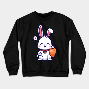 Cute Rabbit Sitting With Carrot Cartoon Crewneck Sweatshirt